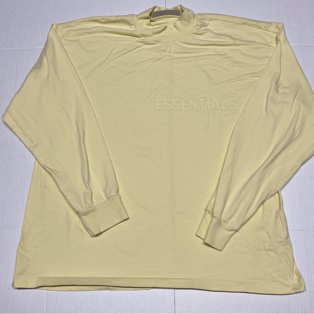 Fear Of God Essentials Mens Size S Pale Yellow Long Sleeve Over Sized T-Shirt - Picture 2 of 9